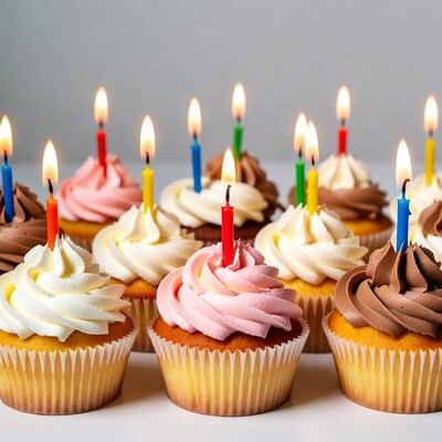 Birthday Cupcakes with Candles