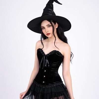 Woman in Black Witch Costume