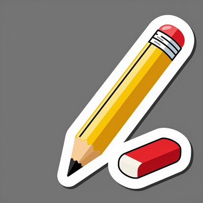 Pencil and Eraser Sticker