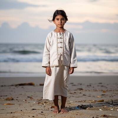 Young Indian girl on beach