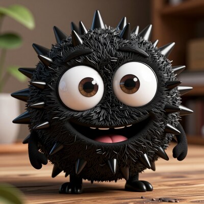 Cute Black Spiky Monster