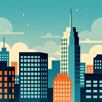 City skyline at night