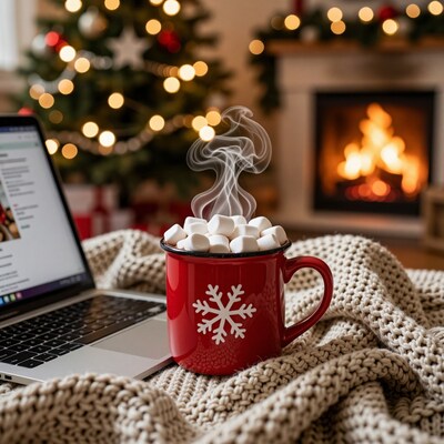 Red Christmas Mug with Hot Cocoa