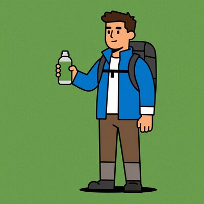 Hiker man with water bottle