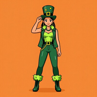 Woman in St Patricks Day Outfit