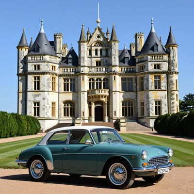 Vintage Car at French Chateau
