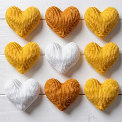 Knitted Heart Pillows