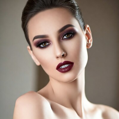 Woman with dark purple makeup
