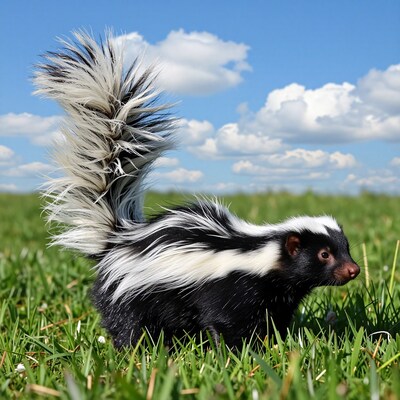 Skunk in Grass Field