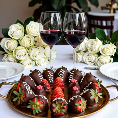 Chocolate Covered Strawberries with Wine