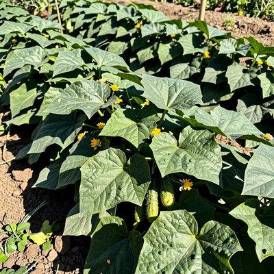 Cucumber plants in garden