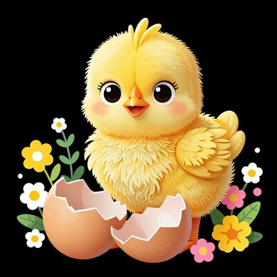 Cute Yellow Chick Hatching