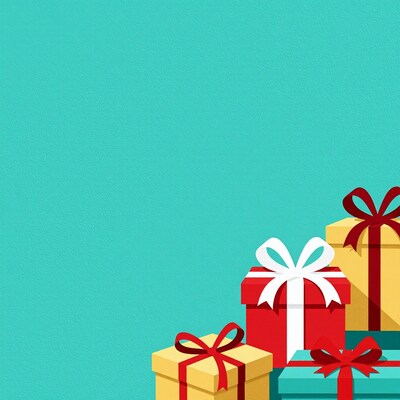 Gift boxes on turquoise background
