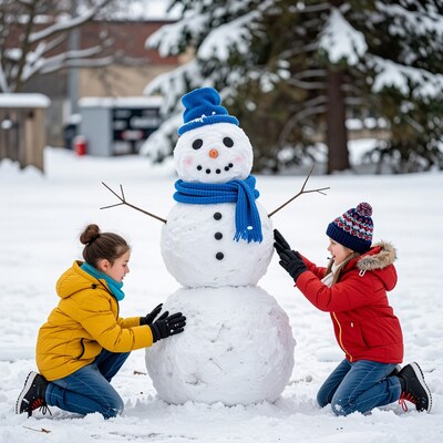 Girls Building Snowman