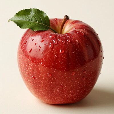 Red Apple with Water Drops