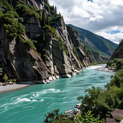 Turquoise River in Mountain Gorge