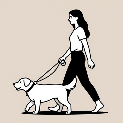 Woman Walking Dog