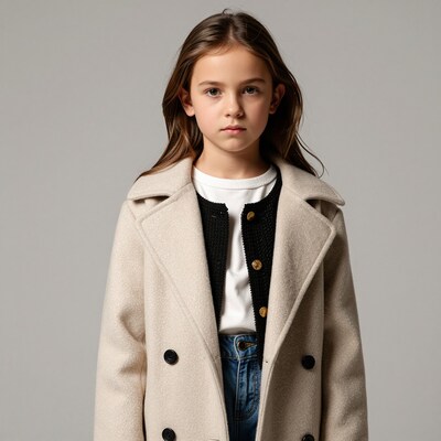 Young girl in beige coat