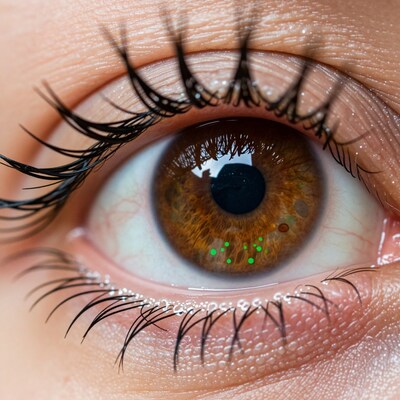 Brown eye with green reflection