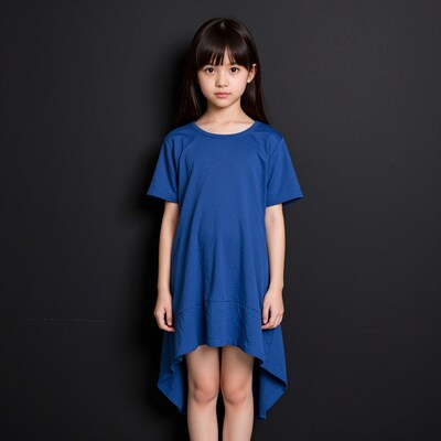 Young Asian girl in blue dress