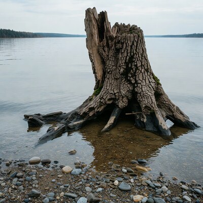 Tree Stump on Lakeshore