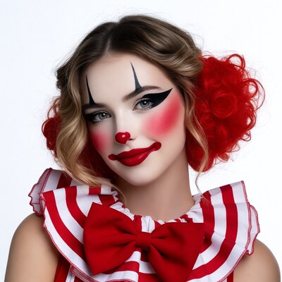 Woman with clown makeup
