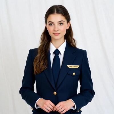 Young female flight attendant