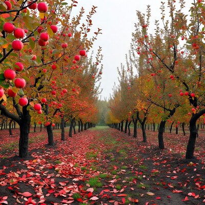 Apple Orchard in Autumn