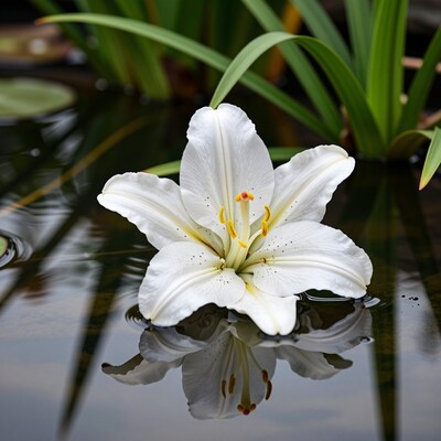 White Lily on Water