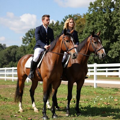 Couple riding horses
