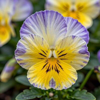 Purple Yellow Pansy Flower