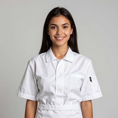 Smiling female nurse in white uniform