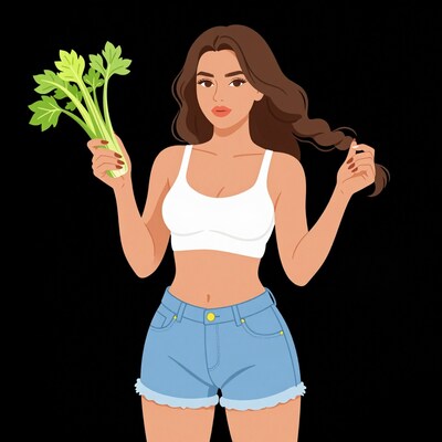 Woman holding celery