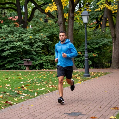 Man jogging in autumn park