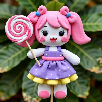 Pink-haired girl with lollipop