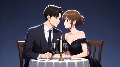 Anime Couple Romantic Dinner