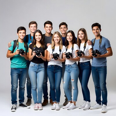 Group of young photographers