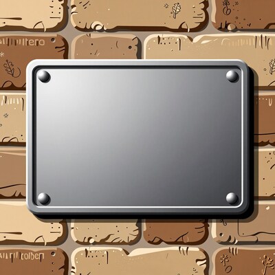 Blank Metal Sign on Brick Wall