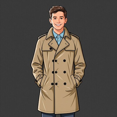 Man in beige trench coat