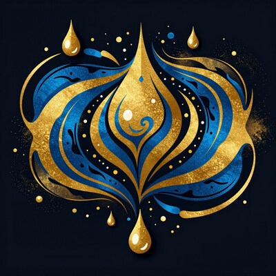 Golden Blue Water Drop Ornament