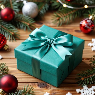 Teal Christmas Gift Box