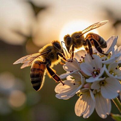 Bees on White Flowers