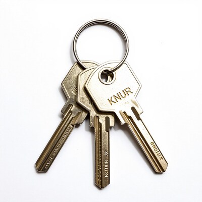 Set of Brass Keys on Keyring