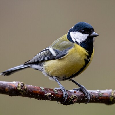 Great Tit Bird on Branch