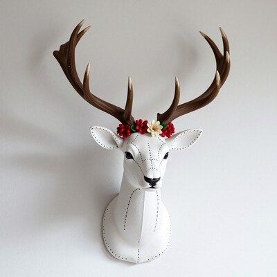 White Deer Head Wall Mount
