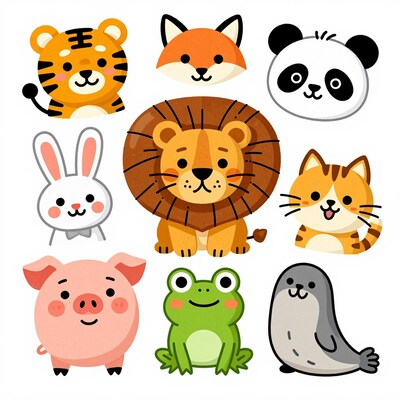 Cartoon Zoo Animals