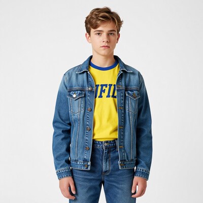 Teen boy in denim jacket
