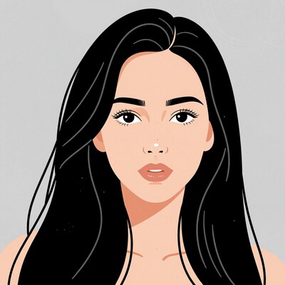 Woman with long black hair