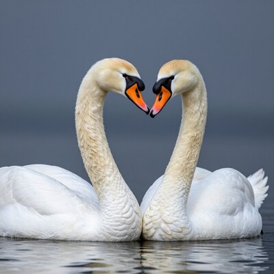 Two Swans Forming Heart