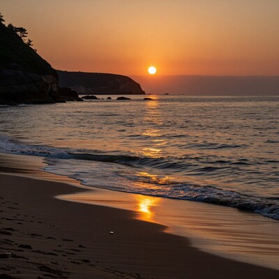 Sunset over beach